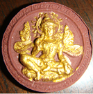 WAT JANG (SMALL)-DARK BROWN WITH GOLD FOIL, SACRED SAND AND STONES